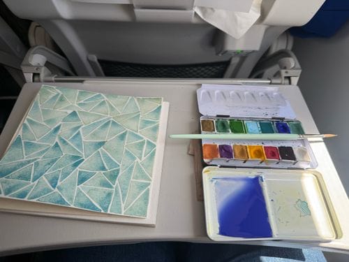 Watercolor on the plane