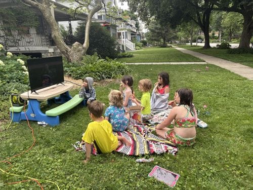 Just bring the tv outside for kids movie night