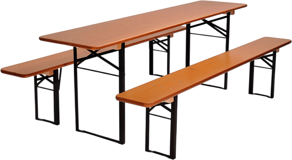 Beer garden table and bench set for parties