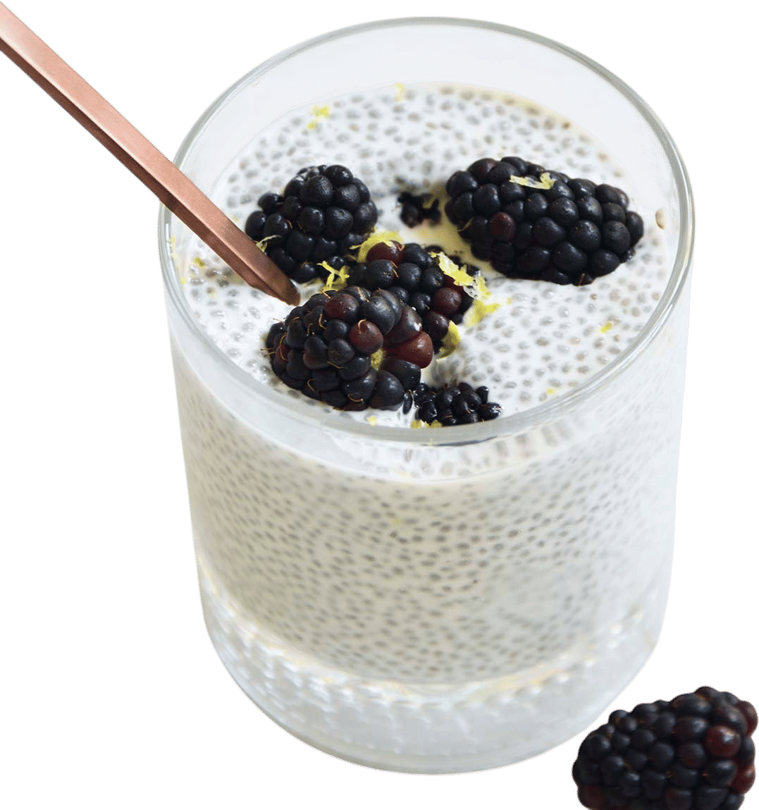 Blackberry lemon basil seed pudding