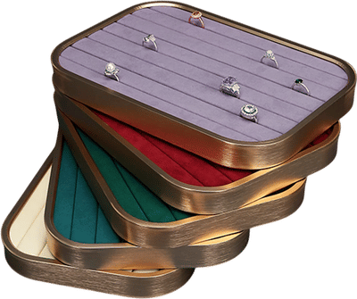 Brass & Velvet Ring Display Boxes