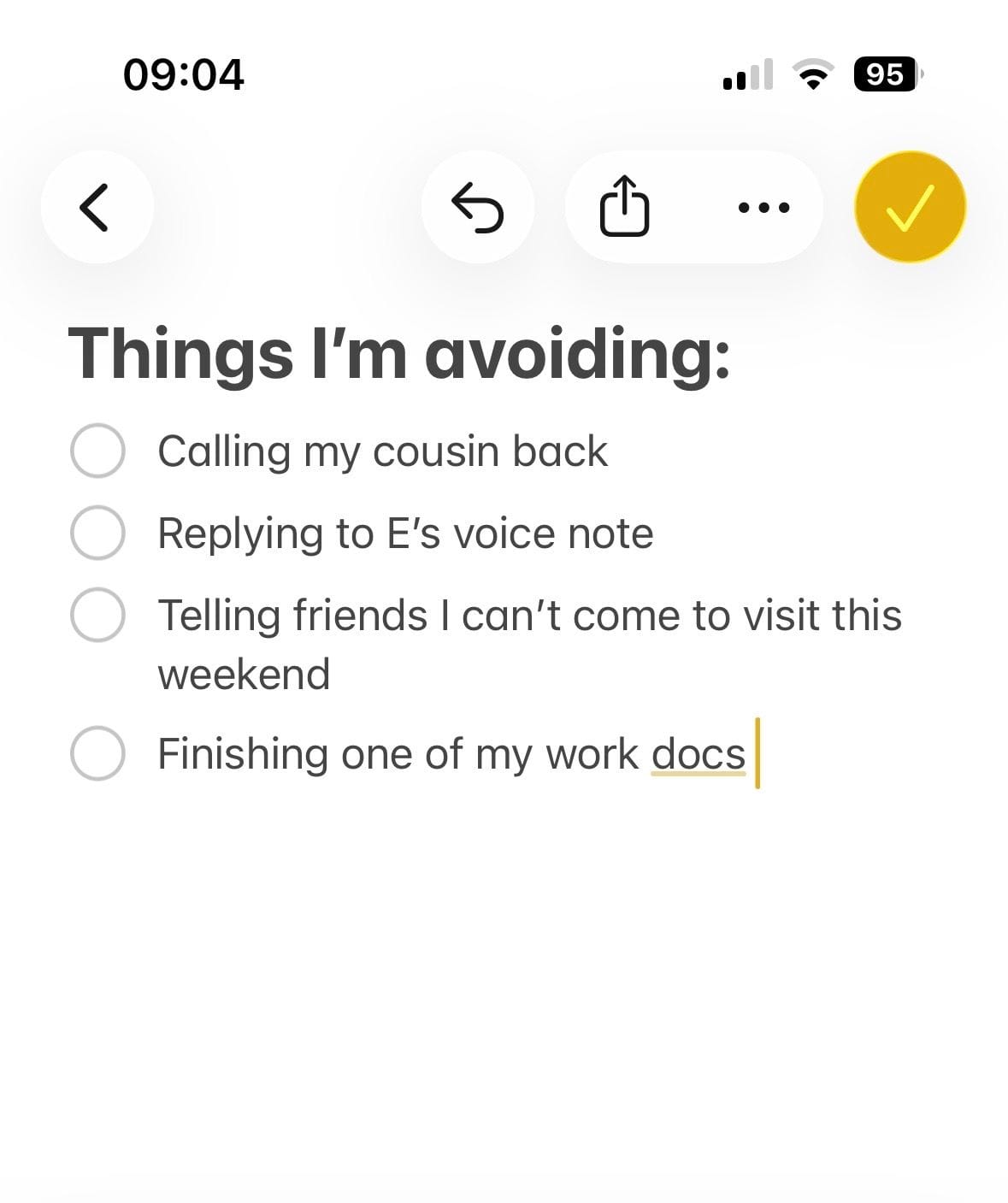 Making a list of things you’re avoiding instead of a “to do” list