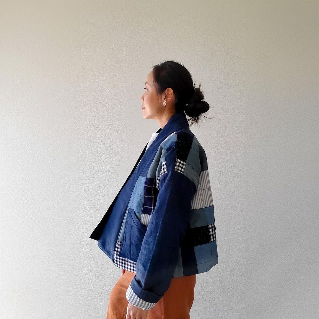 Handmade Patchwork Hanten Jacket Organic Cotton Quilted Coat