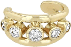 14k Graduated Bezel Diamond Double Wire Ear Cuff