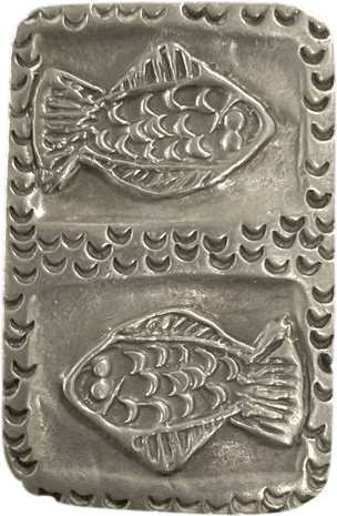 Modernist Designer Signed BSF .999 Pure Silver Double Fish Brooch Pin