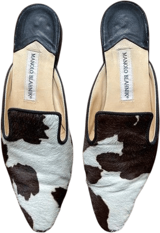 Brown & White Calf Hair Mules