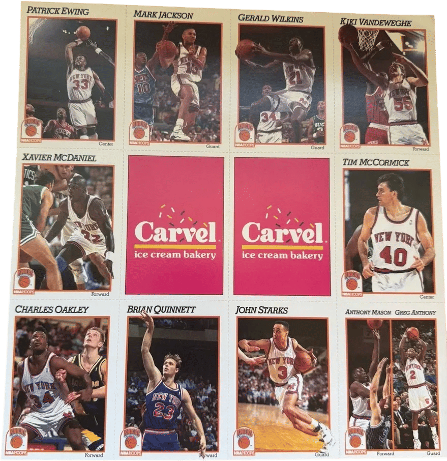 1991 NY Knicks Carvel Promo Sheet