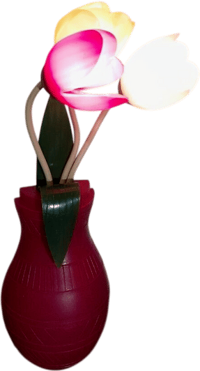 Vintage USSR Space Era Plastic Tulips Flowers Lamp Soviet Decor Table Flowers