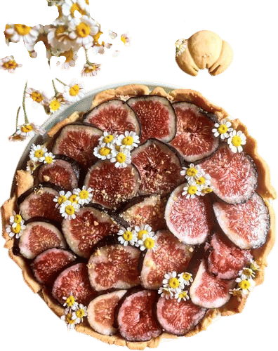 lavender fig pie with honey whipped cream + pistachio crumble