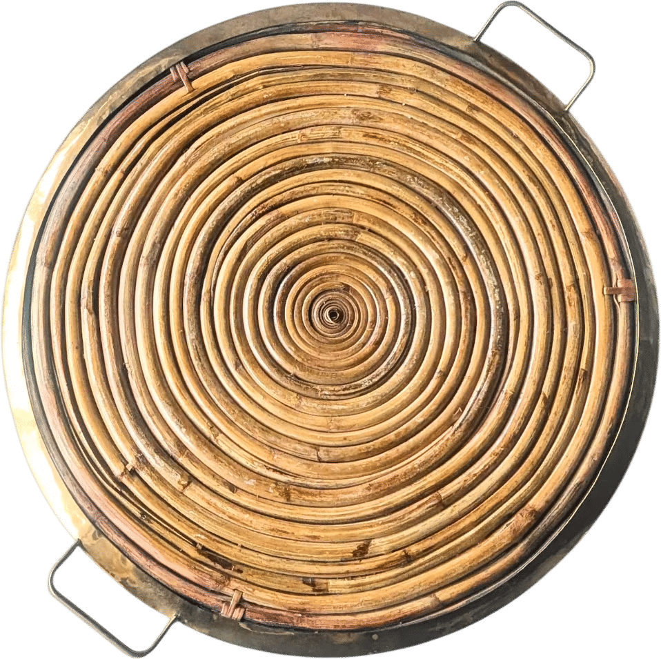 Gabriella Crespi Rattan Brass Tray 1970s