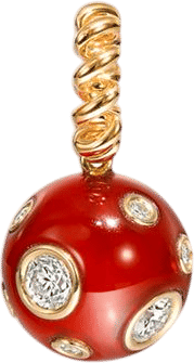 Jumbo Carnelian Yellow Gold Diamond Slinkee Pendant