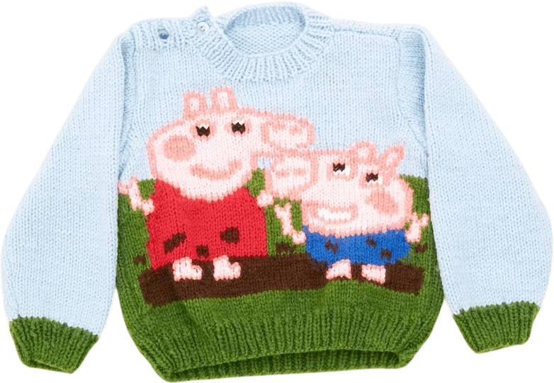 Handmade Hand Knit Peppa Pig Jumper Kids 2T 18-24M - Etsy