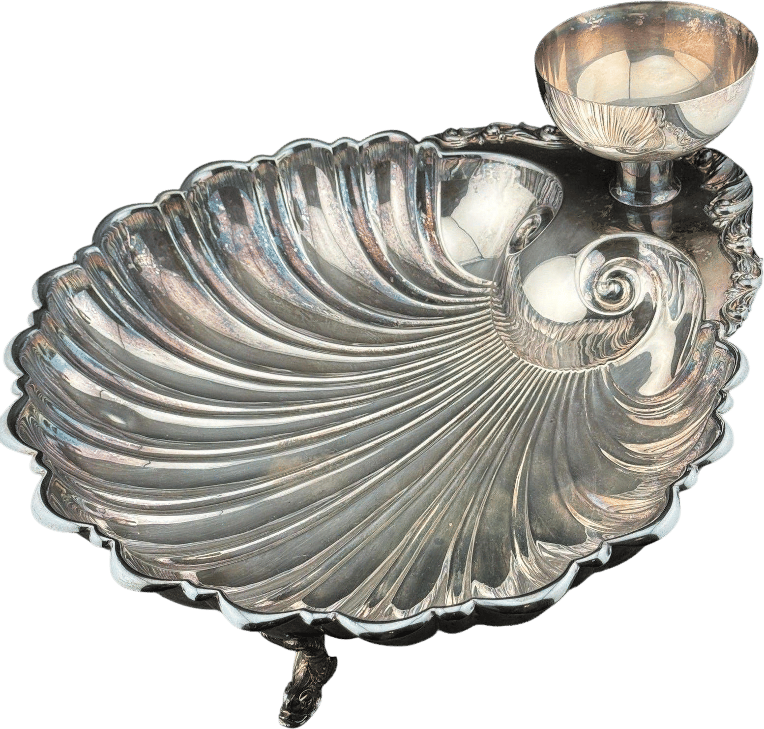Large Vintage Silverplate Scallop Shell Dish