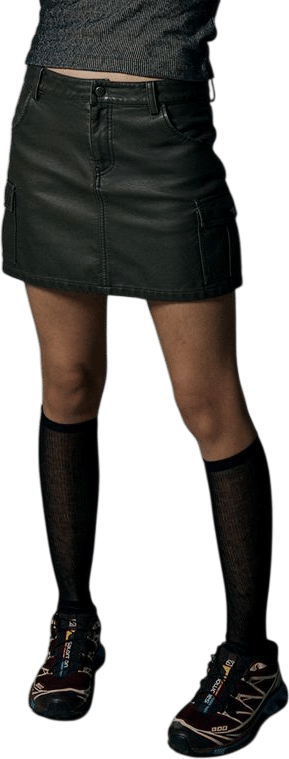 Vintage Washed Leather Mini Skirt