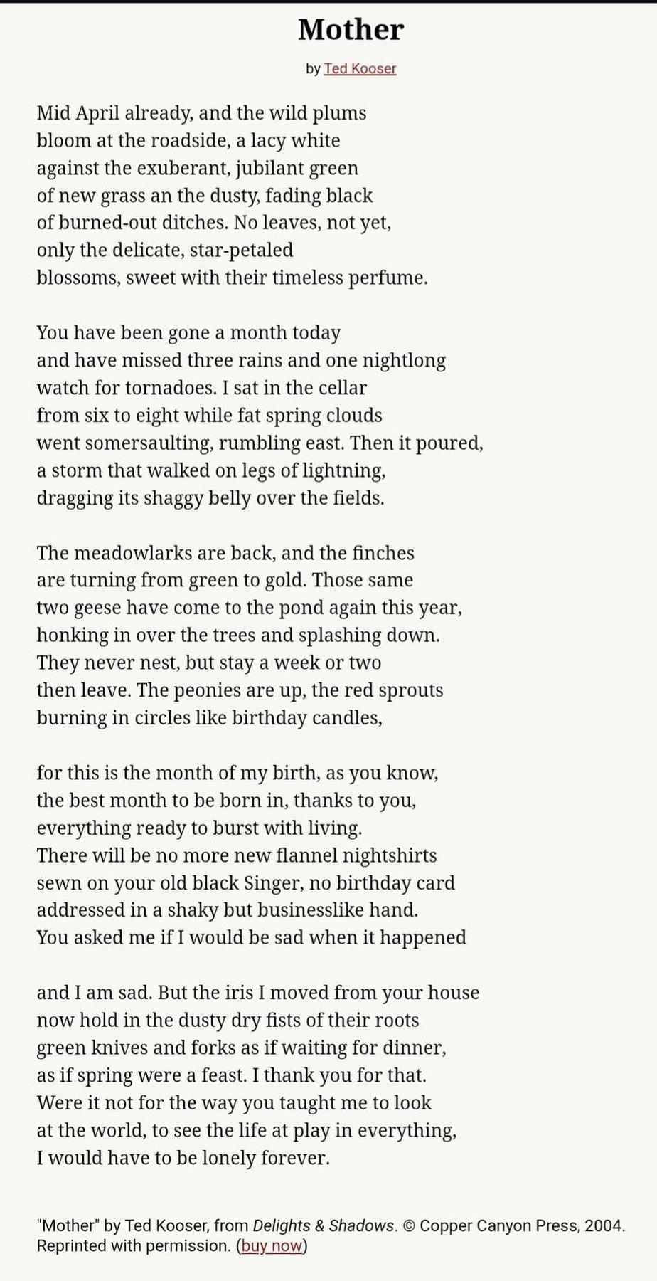 Mother (Ted Kooser)