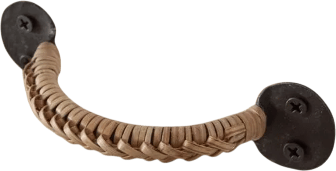 Forged Iron Drawer Pull with Braided Bamboo