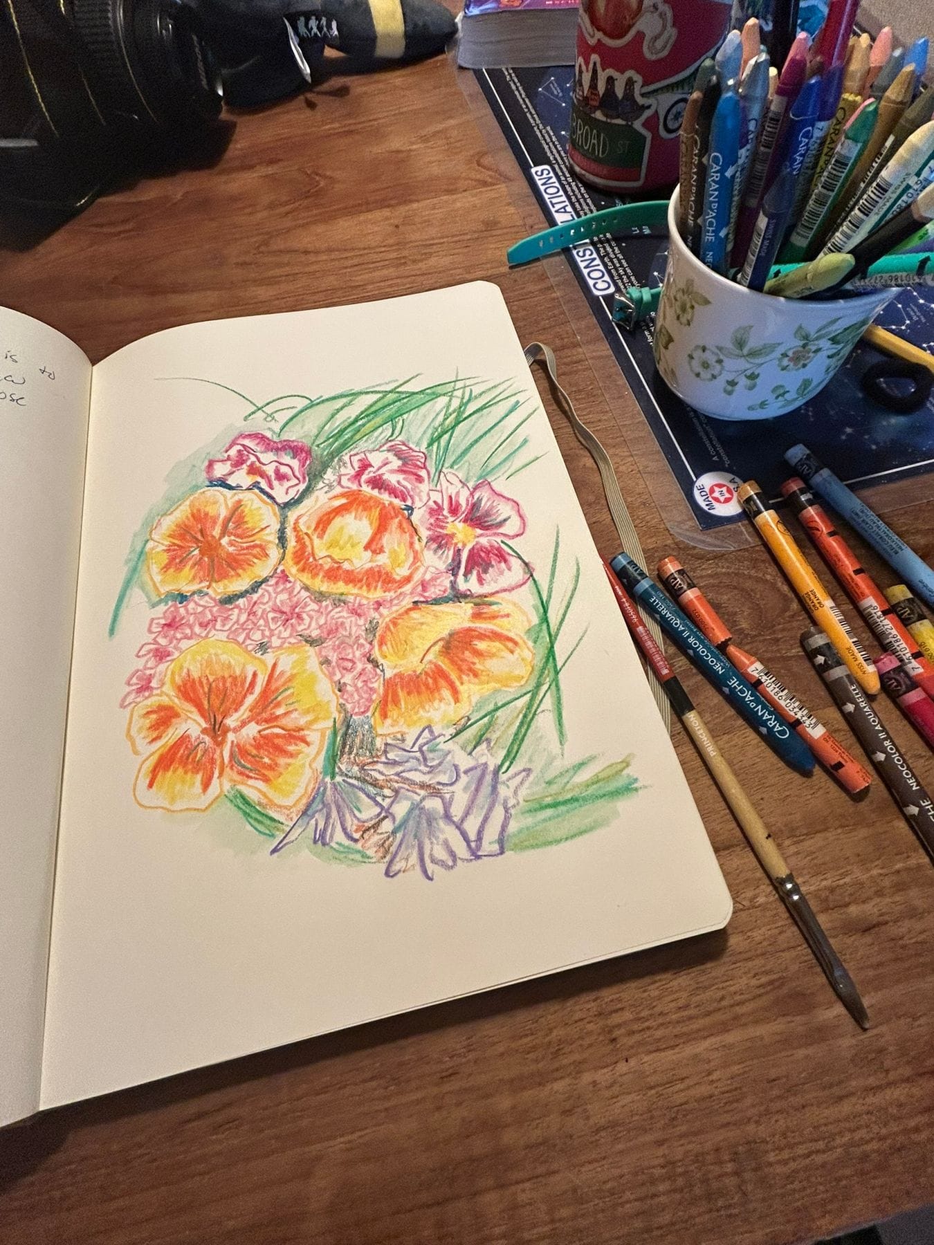 Coloring at the dining room table (without kids)