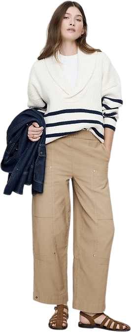 Banana Republic Wide-Leg Textured Twill Pull-On Pant