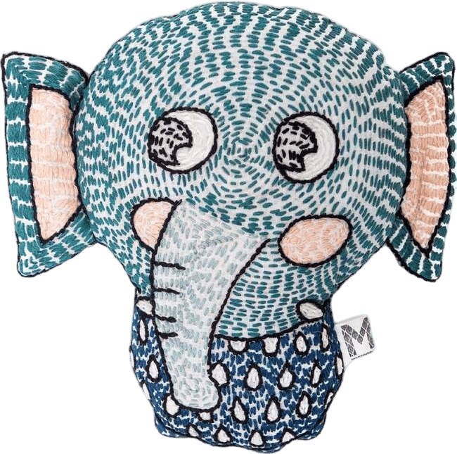 Handmade Kantha Stitched Bedtime Buddy, Elli the Elephant
