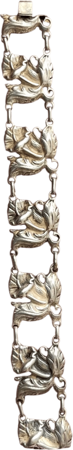 Vintage Sterling Silver Calla Lily Pendant Link Bracelet