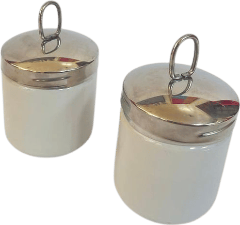 Vintage White Ceramic Egg Coddler/ Jar Chrome Lids Ring Pull Set of 2 MCM - Etsy
