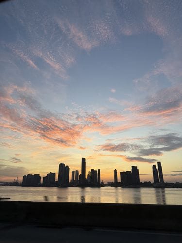 getting up  very early and driving into the city