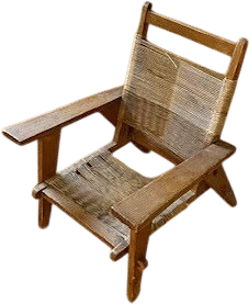 Antique Children's Wooden Chair with Woven Seat