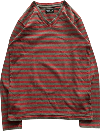 agnès b. Khaki Orange Long Sleeve Shirt
