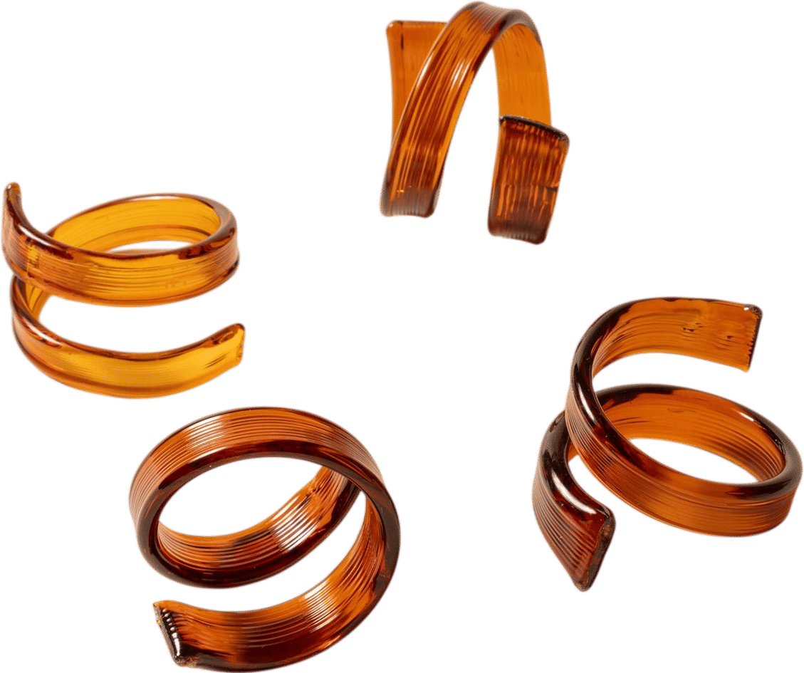 Glass Twist Napkin Rings, Set of 4 - Walnut