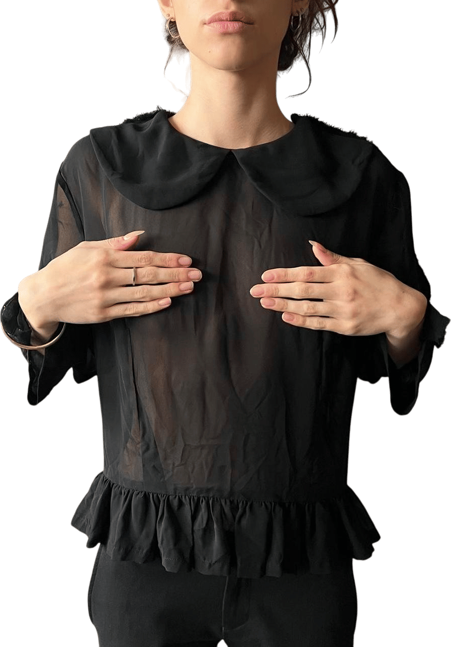 Comme des Garçons Sheer Ruffled Collar Blouse