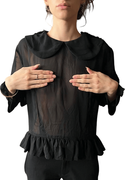 Comme des Garçons Sheer Ruffled Collar Blouse