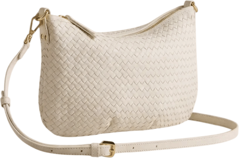 Quince Sloane Handwoven Mini Shoulder Bag in Bone