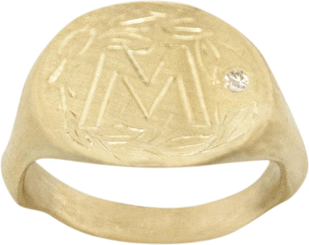 Oval Gold Signet Ring with Letter Engraving