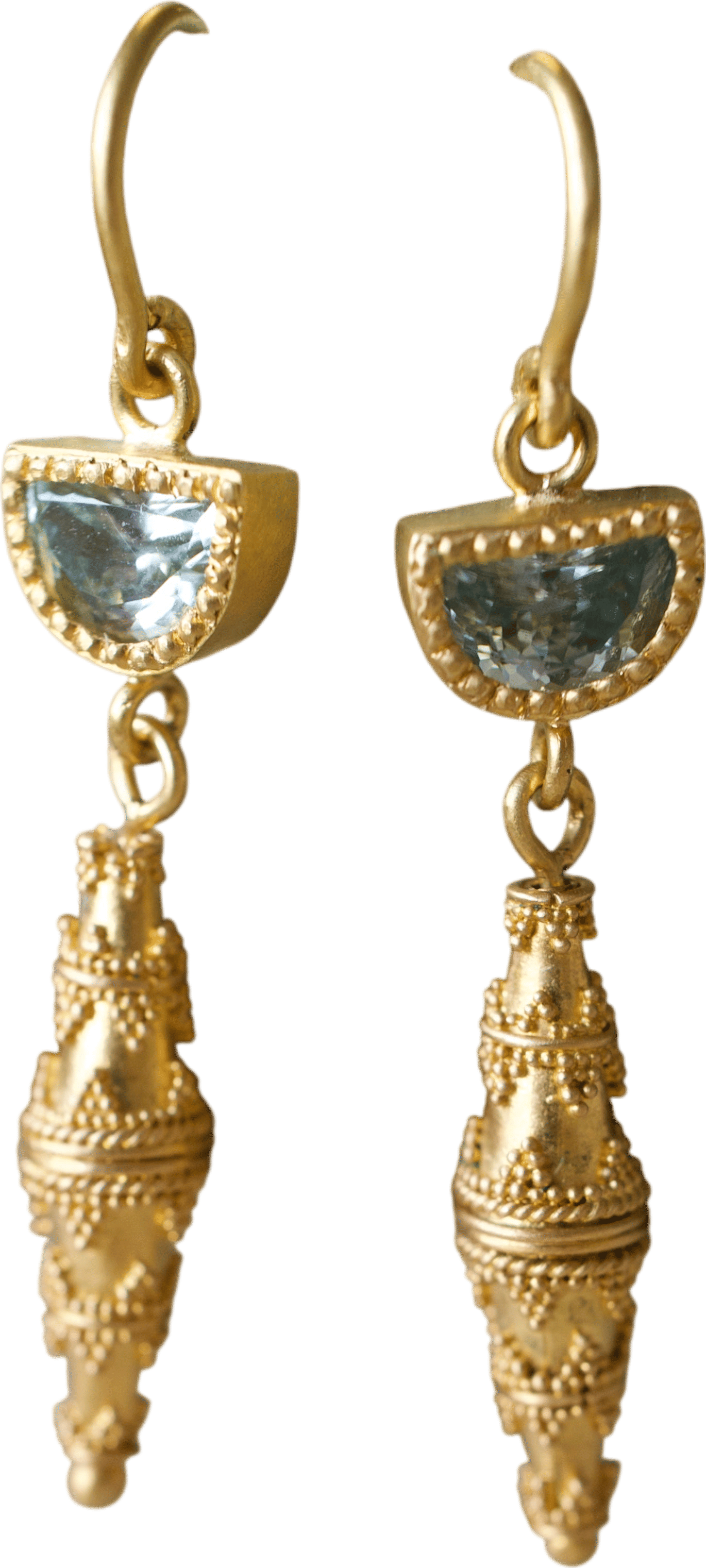 Blue Zircon Granulation Drop Earrings