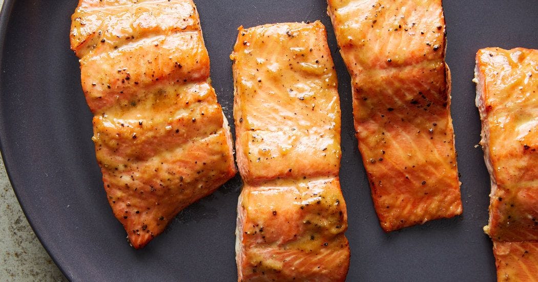 Roasted Salmon Glazed With Brown Sugar and Mustard