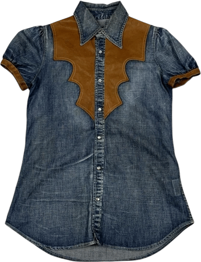 Vintage Dsquared2 Denim Western Style Leather Shirt
