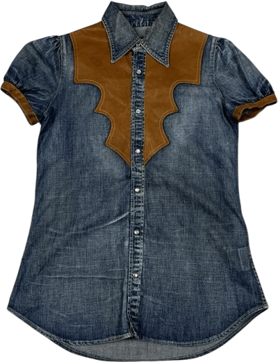 Vintage Dsquared2 Denim Western Style Leather Shirt