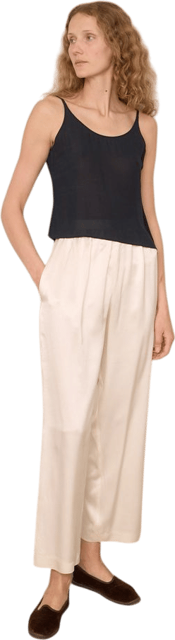 Adele Simpson White Silk Trousers | Khata Space