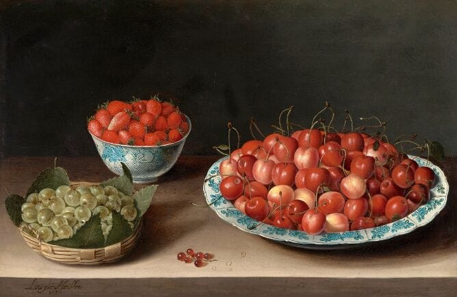 Still Life with Cherries, Strawberries and Gooseberries by Moillon (1630)