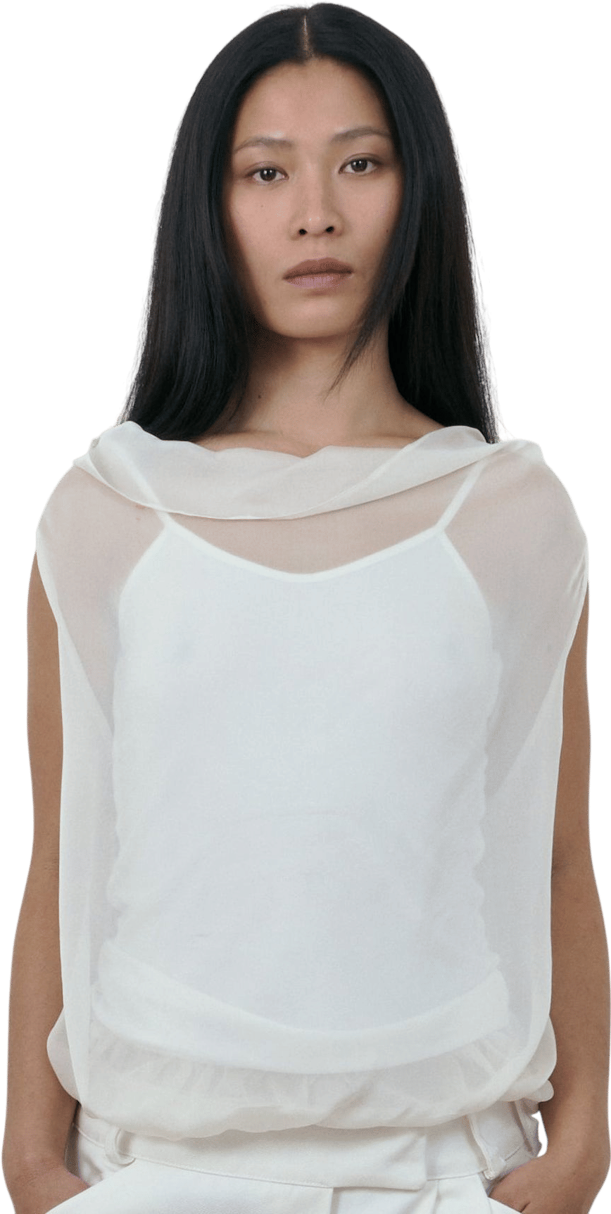 bordeaux silk cami top in white