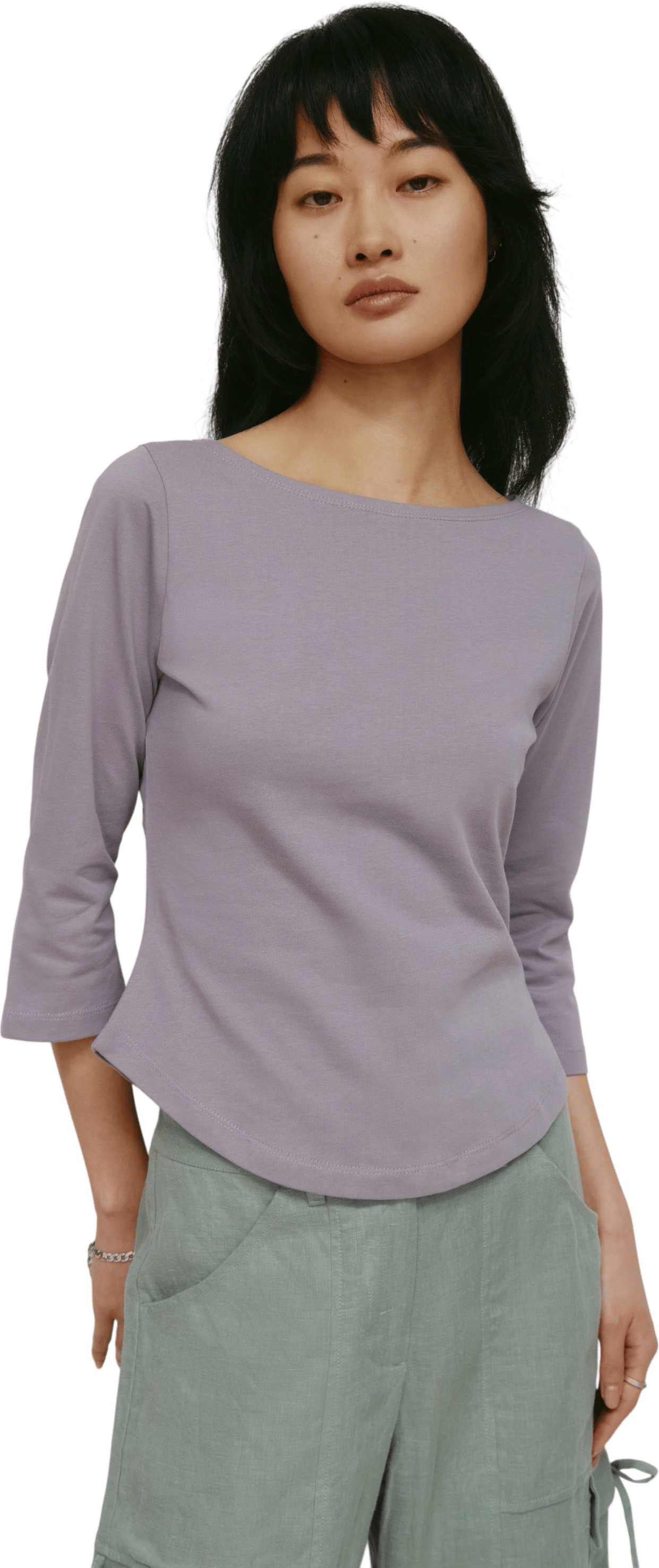 Women's Curved Hem 3/4 Sleeve