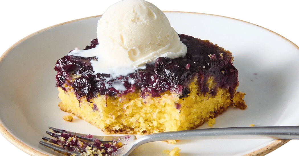 Blueberry Polenta Upside-Down Cake Recipe
