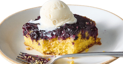Blueberry Polenta Upside-Down Cake Recipe