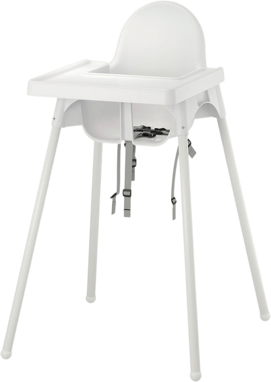 ANTILOP High chair with tray, white/white