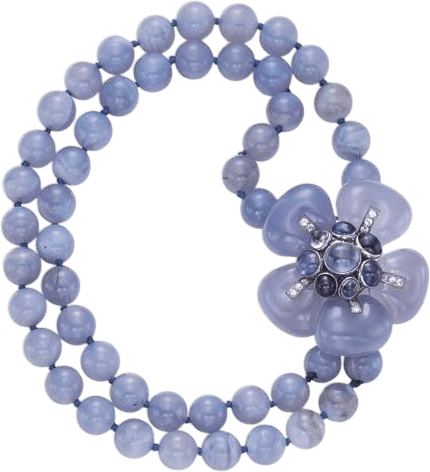 Blue Chalcedony, Sapphire and Diamond Necklace