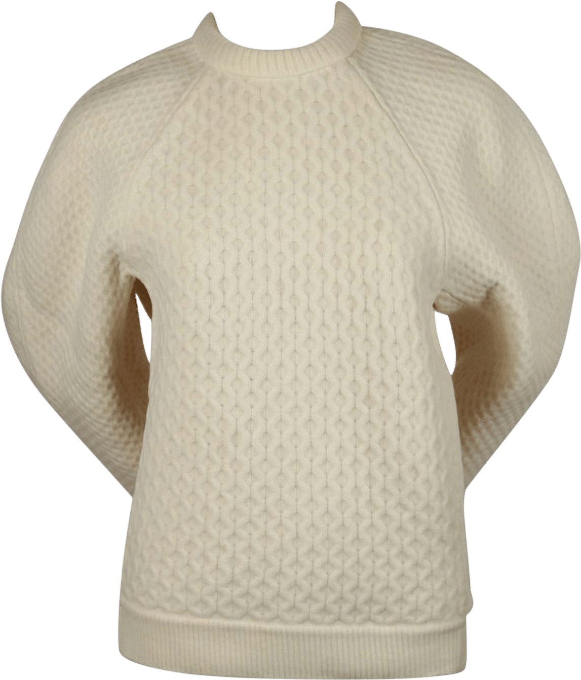CELINE by PHOEBE PHILO 2012 runway sweater with rounded sleeves and net overlay