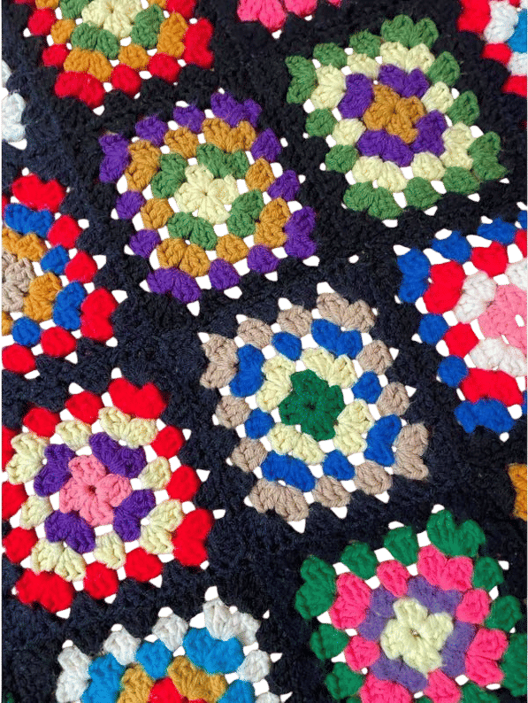 Vintage Handmade Crochet Granny Square Afghan Blanket