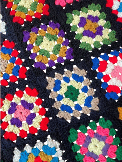 Vintage Handmade Crochet Granny Square Afghan Blanket