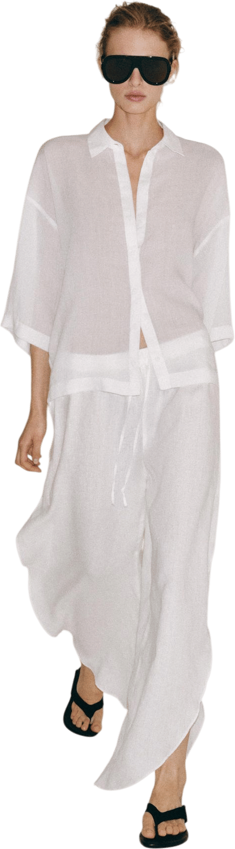 Zara 100% Linen Vented Pants