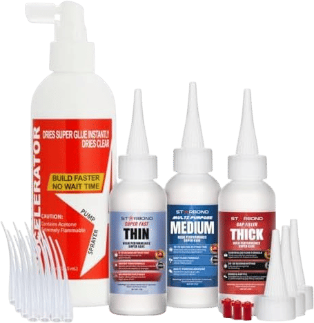 Starbond 2 oz Thin Medium Thick CA Glue with 8 oz Activator Bundle Premium Cyanoacrylate Super Glue, for Quick Fix, Woodworking, Woodturning, Hobby Models, 3D Printing